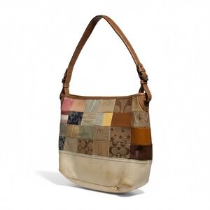 Vintage Coach Patchwork Canvas Leather Suede Shoulderbag #2191